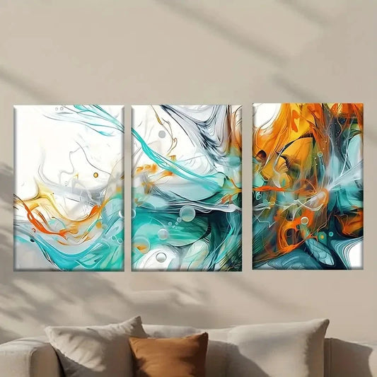 3pcs Featuring Abstract Colorful Designs  Wall Art Set Canvas Framed 60x90cm - High Quality Print 100% Australian Made Wall Canvas Ready to Hang