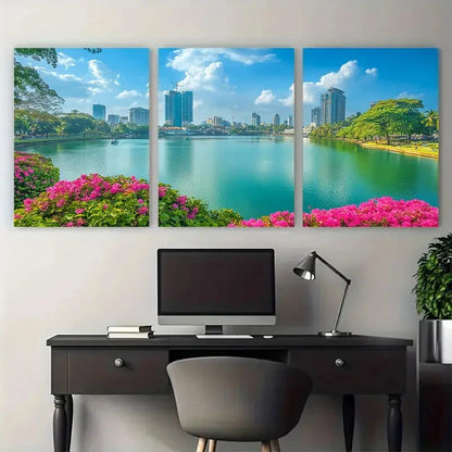 3pcs Pink Flowers Lush Greenery Colombo Perfect  Wall Art Set Canvas Framed 40x60cm - High Quality Print 100% Australian Made Wall Canvas Ready to Hang