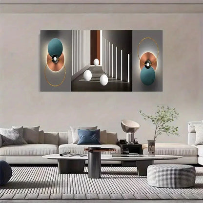 Teal Blue & Copper Accents Wall Art Canvas Office Home Room Framed 120x60cm