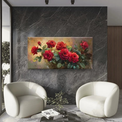 Classic Romantic Red Roses Wall Art Canvas Office Home Room Framed 120x60cm