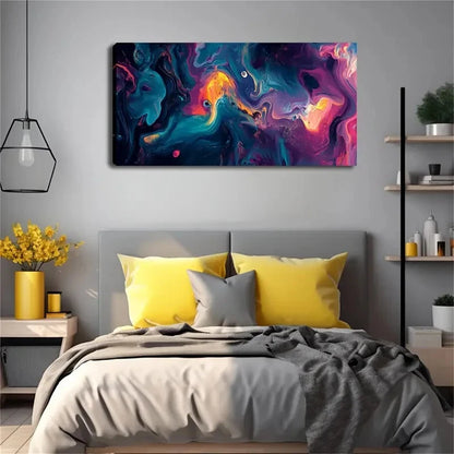 Modern Nordic Vibrant Swirling Wall Art Canvas Office Home Room Framed 120x60cm