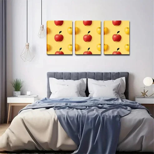 3pcs Different Sizes Of Apple Creative Style Wall Art Canvas Unframed - High Quality Print 100% Australian Made Wall Canvas - Bella Home Decor