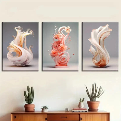 3pcs Modern Stylish Abstract Objects Perfect Wall Art Set Canvas Framed 50x70cm - High Quality Print 100% Australian Made Wall Canvas Ready to Hang - Bella Home Decor