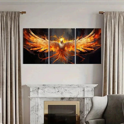 3pcs Mythical Firebird Rising Fantasy Animal Wall Art Set Canvas Framed 50x70cm - High Quality Print 100% Australian Made Wall Canvas Ready to Hang - Bella Home Decor