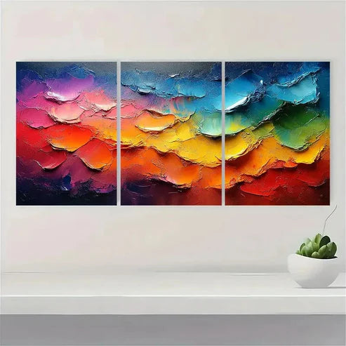 3pcs Abstract Contemporary Colorful Z Wall Art Set Canvas Unframed - High Quality Print 100% Australian Made Wall Canvas - Bella Home Decor