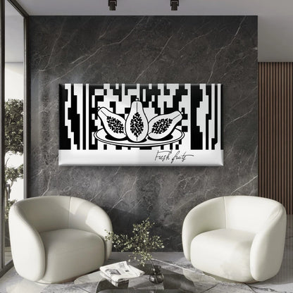 Fresh Papaya Halves Plate Wall Art Canvas Office Home Room Framed 120x60cm - Bella Home Decor