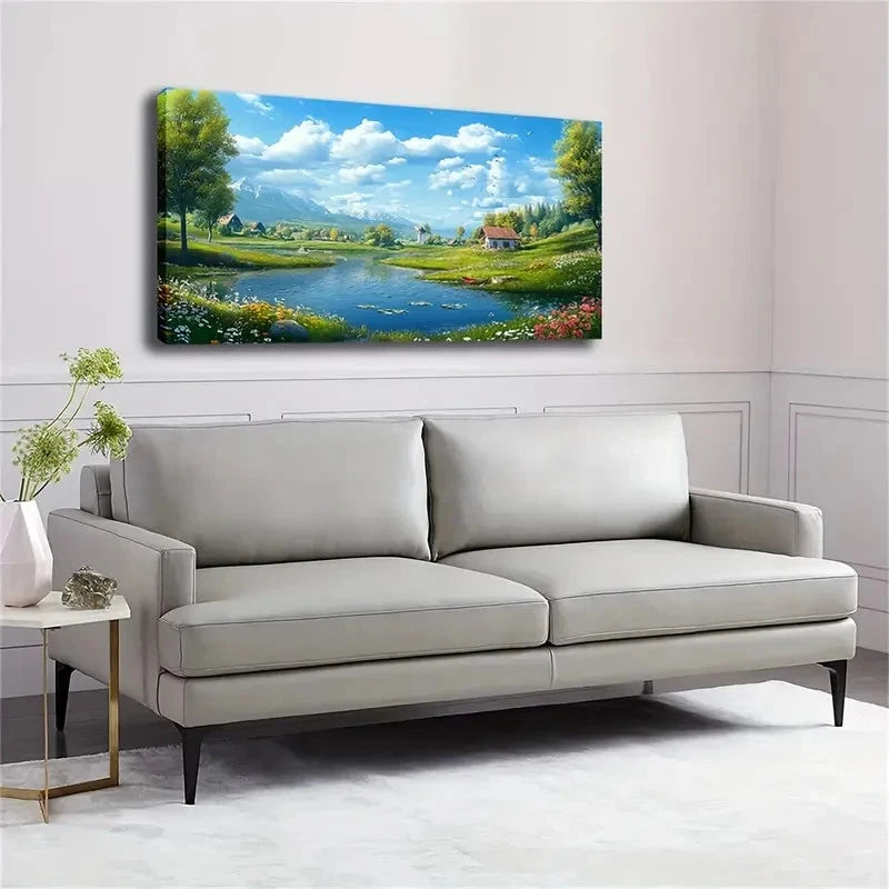 Serene Lake With Lilies Mount Wall Art Canvas Office Home Room Framed 120x60cm