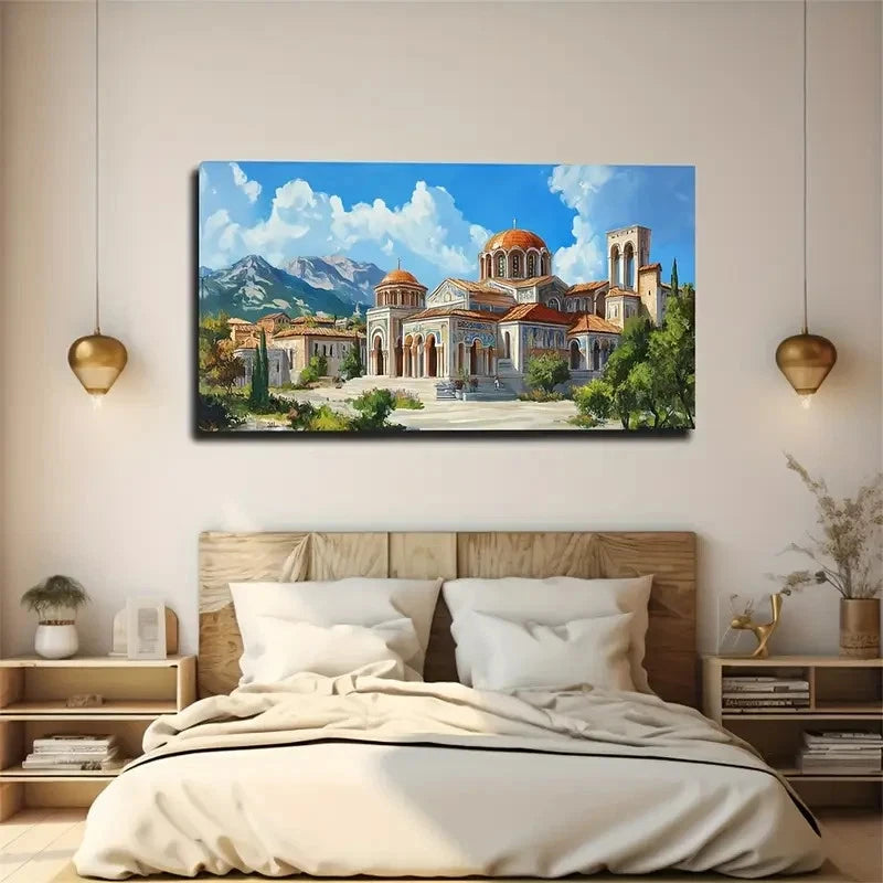 Classical Castle Landscape Wall Art Canvas Office Home Room Framed 120x60cm