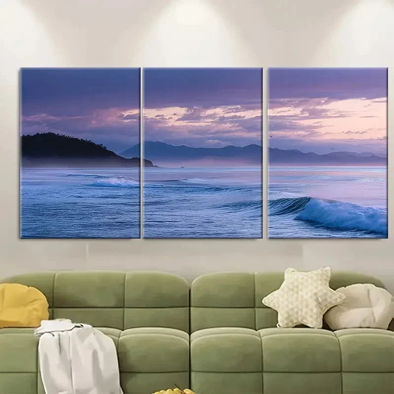 3pcs Dusk Air Surf Coastal Decor Australia Wall Art Set Canvas Framed 50x70cm - High Quality Print 100% Australian Made Wall Canvas Ready to Hang - Bella Home Decor
