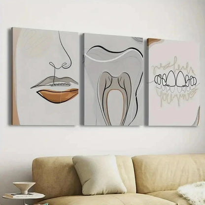 3pcs Simple Braces Line Decoration Perfect Wall Art Set Canvas Framed 50x70cm - High Quality Print 100% Australian Made Wall Canvas Ready to Hang
