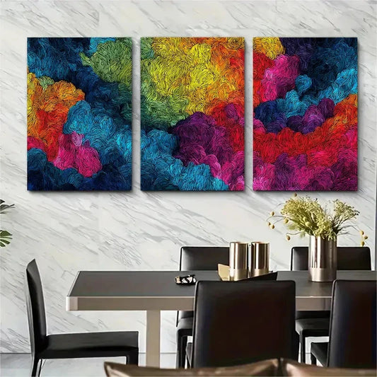 3pcs Vibrant Abstract Colorful Modern Perfect Wall Art Set Canvas Framed 40x60cm - High Quality Print 100% Australian Made Wall Canvas Ready to Hang