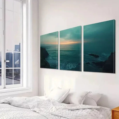 3pcs Decorative Seascape Sunrise Cliffs Canvas Unframed - High Quality Print 100% Australian Made Wall Canvas - Bella Home Decor