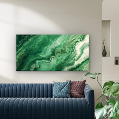Green Tones Effects Wall Art Canvas Office Home Room Framed 120x60cm
