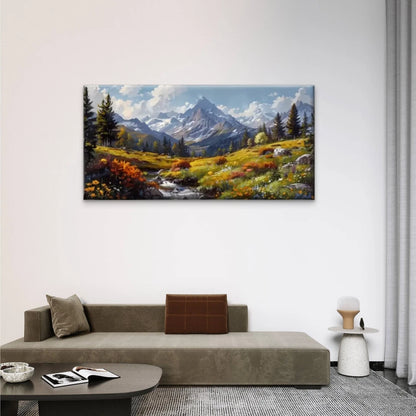 Greenery Flowing Streams Peaks Wall Art Canvas Office Home Room Framed 120x60cm