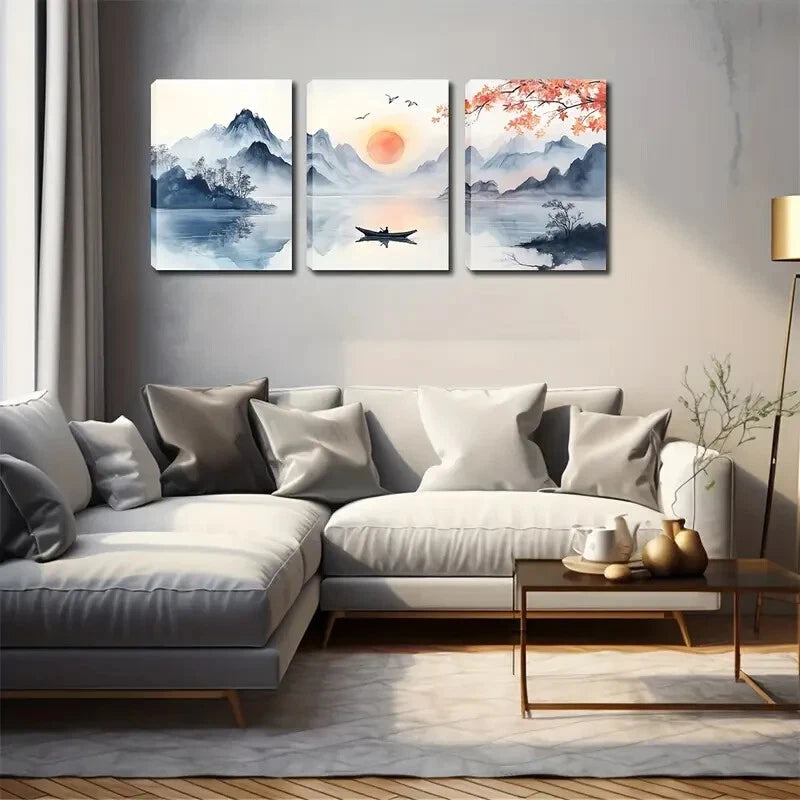 3pcs Scenic Landscape In Sunset Perfect Wall Art Set Canvas Framed 40x60cm - High Quality Print 100% Australian Made Wall Canvas Ready to Hang - Bella Home Decor