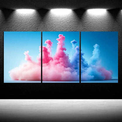 3pcs Beautiful Lines Abstract Blue Pink Metal Print Ready to Hang Art - Bella Home Decor