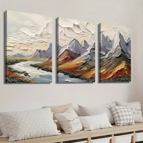 3pcs Mountain River Landscape Wall Art Set Canvas Unframed - High Quality Print 100% Australian Made Wall Canvas