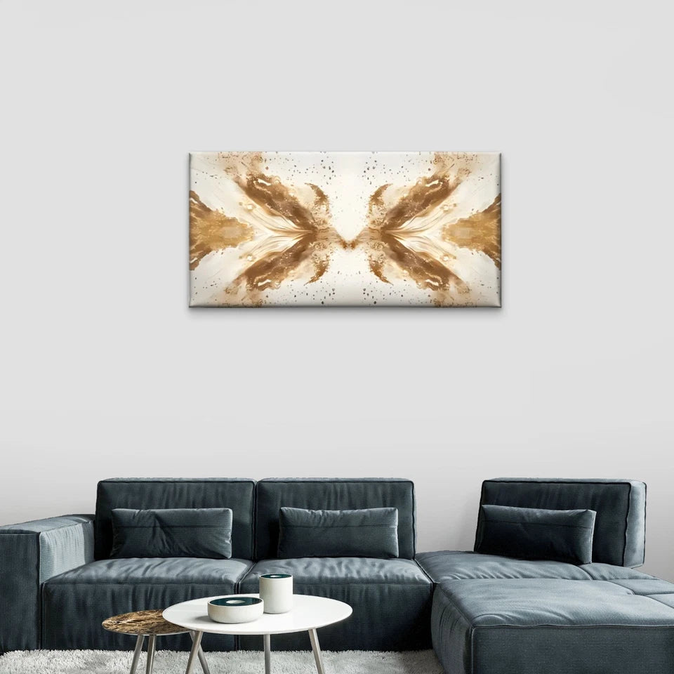 Golden White Abstract Wall Art Canvas Office Home Room Framed 120x60cm