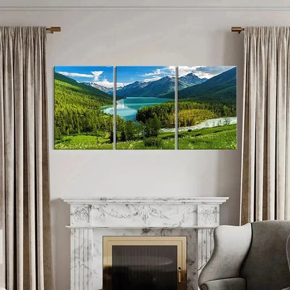 3pcs Vibrant Mountain & Lake Landscape Wall Art Set Canvas Framed 40x60cm - High Quality Print 100% Australian Made Wall Canvas Ready to Hang