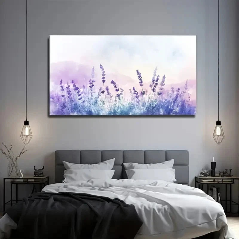 Colorful Purple Lavender Wall Art Canvas Office Home Room Framed 120x60cm