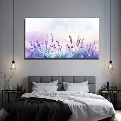 Colorful Purple Lavender Wall Art Canvas Office Home Room Framed 120x60cm