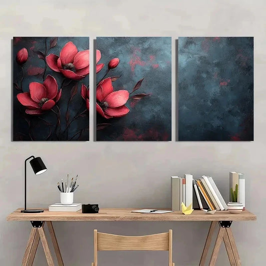 3pcs Flower Floral Botanical Minimalist Perfect Wall Art Set Canvas Framed 60x90cm - High Quality Print 100% Australian Made Wall Canvas Ready to Hang