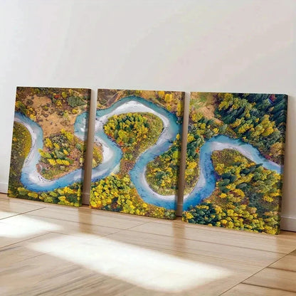 3pcs Road Scenery Art Natural Landscape Wall Art Set Canvas Framed 50x70cm - High Quality Print 100% Australian Made Wall Canvas Ready to Hang - Bella Home Decor