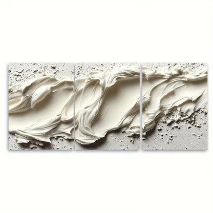 3pcs Creamy Off White Cosmetic Cream Texture Metal Print Ready to Hang Art