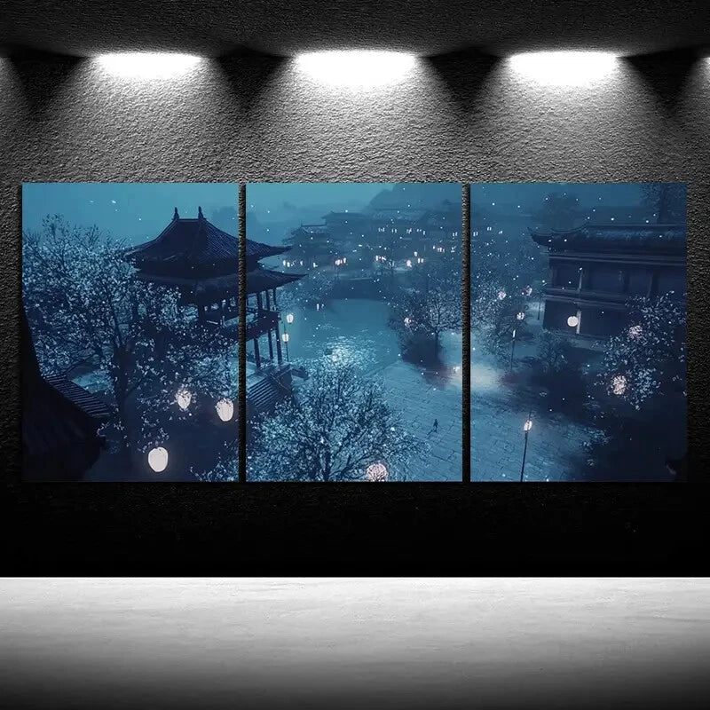 3pcs Beautiful Estate White Lights Metal Print Ready to Hang Art - Bella Home Decor
