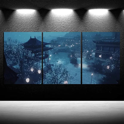 3pcs Beautiful Estate White Lights Metal Print Ready to Hang Art - Bella Home Decor