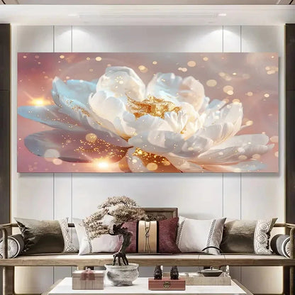 Elegant White And Gray Flower Wall Art Canvas Office Home Room Framed 120x60cm
