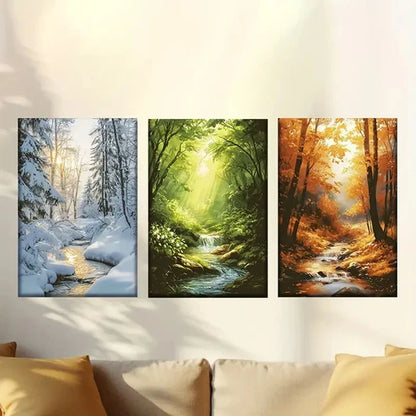3pcs Encaustic Painting, Portrait, Summer Wood Wall Art Set Canvas Unframed - High Quality Print 100% Australian Made Wall Canvas