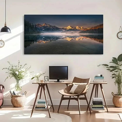 Etretat Cliff  Serene Lake Wall Art Canvas Office Home Room Framed 120x60cm