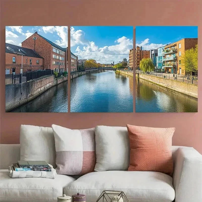 3pcs Leicester City Landmark British Perfect Wall Art Set Canvas Framed 40x60cm - High Quality Print 100% Australian Made Wall Canvas Ready to Hang