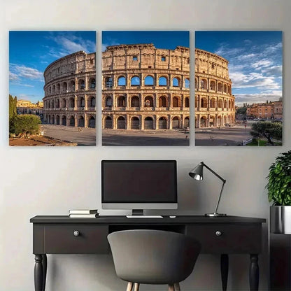 3pcs Dole Far Colosseum Rome Italy Perfect Wall Art Set Canvas Framed 50x70cm - High Quality Print 100% Australian Made Wall Canvas Ready to Hang - Bella Home Decor