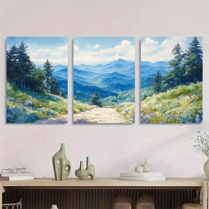 3pcs Blue Ridge Parkway Appalachian Perfect Wall Art Set Canvas Framed 40x60cm - High Quality Print 100% Australian Made Wall Canvas Ready to Hang - Bella Home Decor