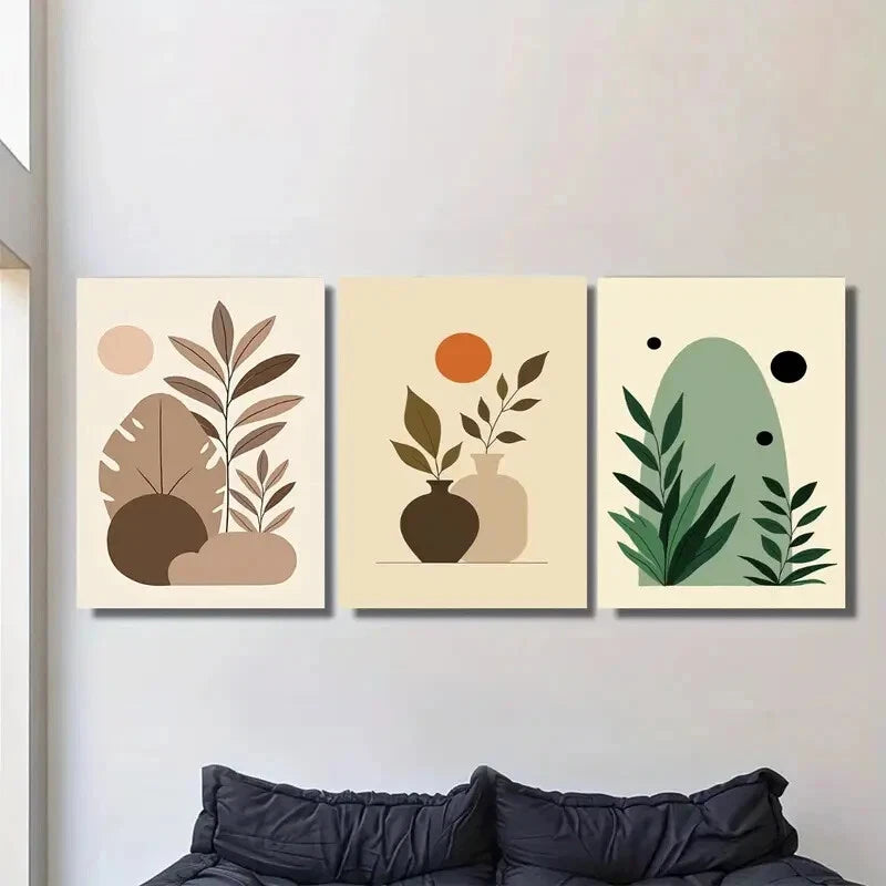 3pcs Modern Abstract Botanical Minimalist Plant Metal Print Ready to Hang Art