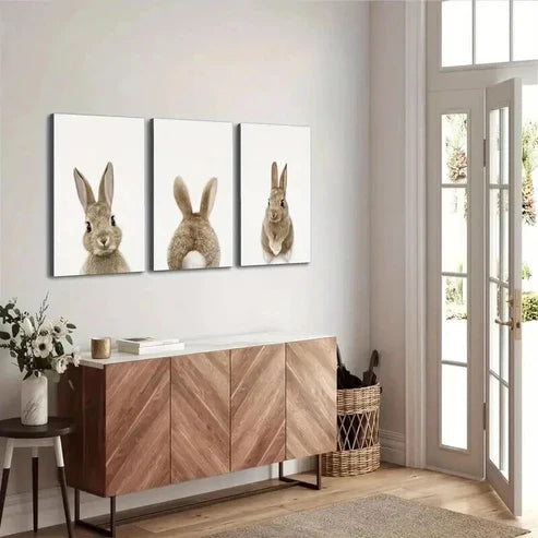 3pcs Modern & Classic Set of Rabbit Tail  Wall Art Set Canvas Unframed - High Quality Print 100% Australian Made Wall Canvas