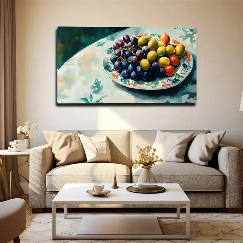 Vibrant Still Life Fruit Bowl Wall Art Canvas Office Home Room Framed 120x60cm