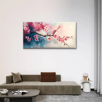 Cherry Trees Pink Flowers Wall Art Canvas Office Home Room Framed 120x60cm