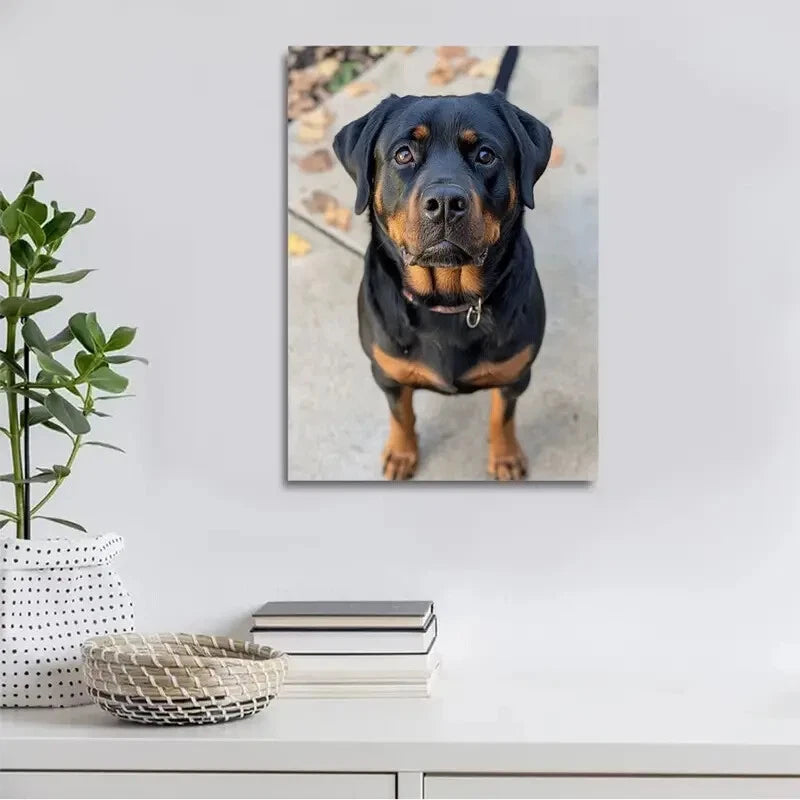 Beautiful Rottweiler Suitable Painting 40x60cm Metal Print Ready to Hang - Bella Home Decor