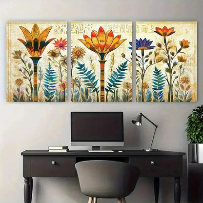 3pcs Vintage Egyptian Aesthetic Travel Perfect Wall Art Set Canvas Framed 50x70cm - High Quality Print 100% Australian Made Wall Canvas Ready to Hang