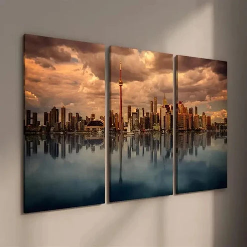 3pcs Canadian City Architecture Landscape  Wall Art Set Canvas Unframed - High Quality Print 100% Australian Made Wall Canvas - Bella Home Decor