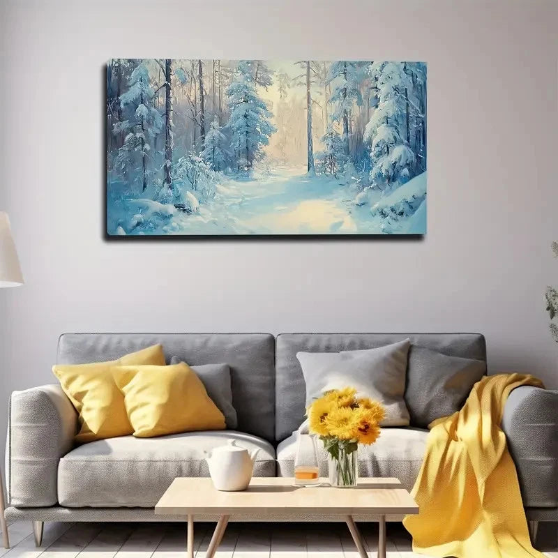 Winter Scenery Snow Wall Art Canvas Office Home Room Framed 120x60cm