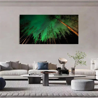 Northern Lights Green Aurora Wall Art Canvas Office Home Room Framed 120x60cm