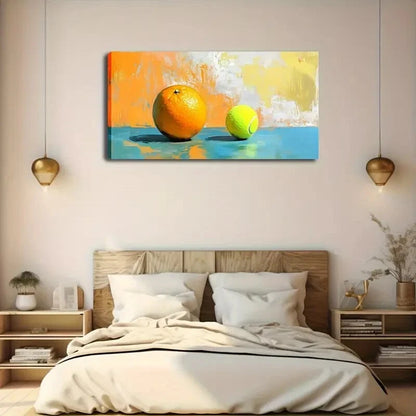 Vibrant Orange Green Ball Wall Art Canvas Office Home Room Framed 120x60cm - Bella Home Decor