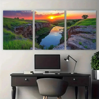 3pcs Oklahoma Travel Decor Landscapes Perfect Wall Art Set Canvas Framed 50x70cm - High Quality Print 100% Australian Made Wall Canvas Ready to Hang
