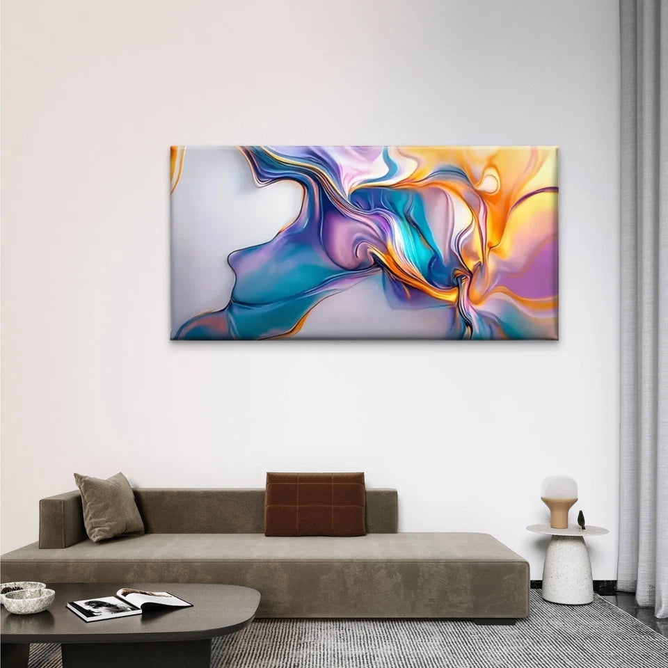 Colorful Liquid Close Abstract Wall Art Canvas Office Home Room Framed 120x60cm