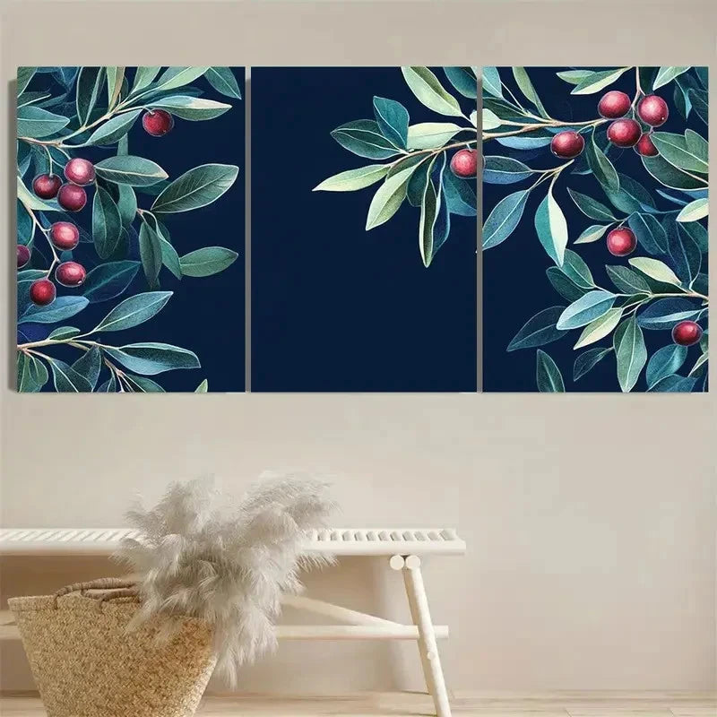 3pcs Olea Europaea Wall Art Set Canvas Framed 60x90cm - High Quality Print 100% Australian Made Wall Canvas Ready to Hang