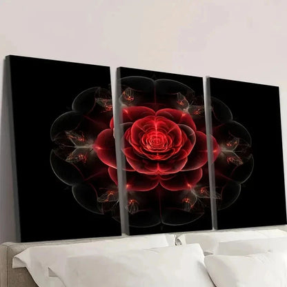 3pcs Red Rose on Black Floral Wall Art Set Canvas Framed 40x60cm - High Quality Print 100% Australian Made Wall Canvas Ready to Hang